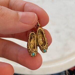 Vintage Double Slipper Gold Shoe Charm